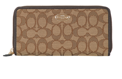 Coach Long Zip Purse, £60, Accessories, Beige/Brown, Fabric, Front view
